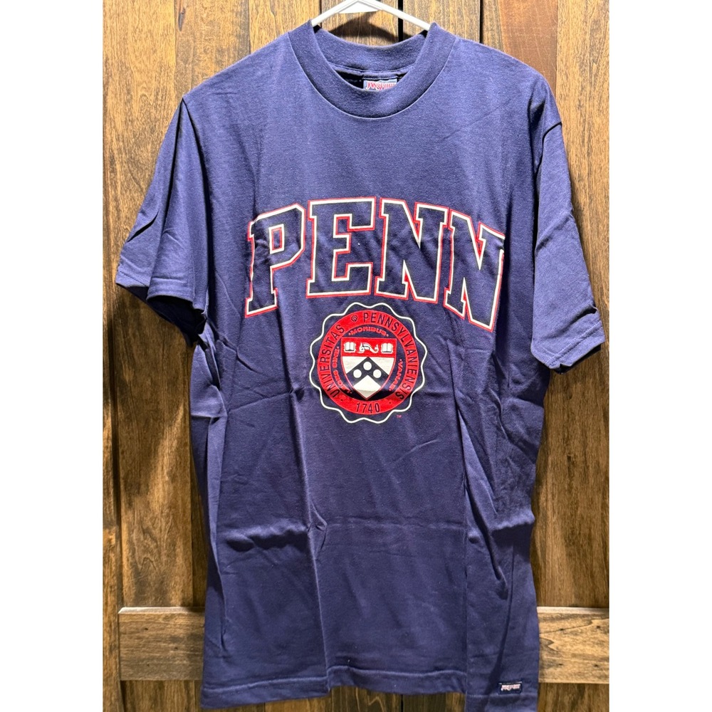 Vintage JanSport Penn University T-Shirt Navy Blue Made in USA Large NWT